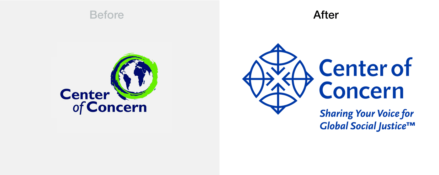 Center of Concern Before and After Logo Redesign